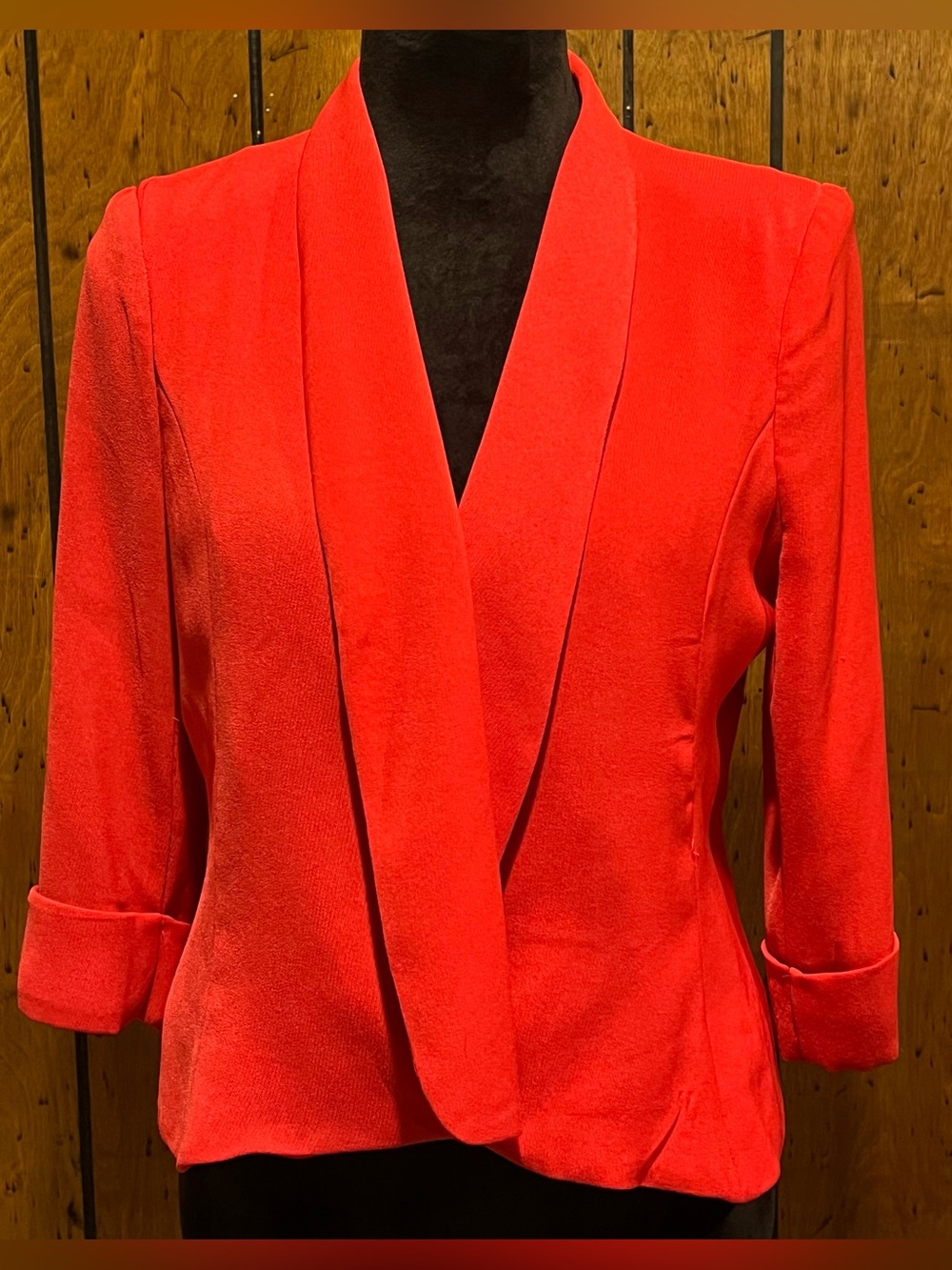 Kate Rosy Red open front blazer size M